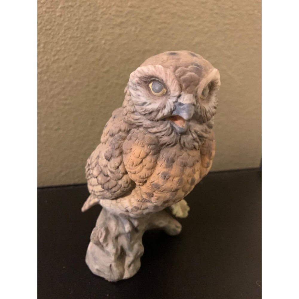Vintage Owl on Branch Ceramic Figurine Hand Painted Japan Collector Bolica